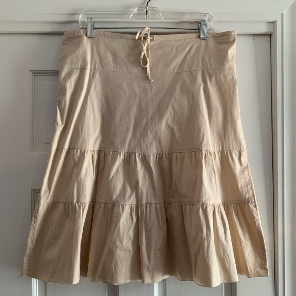 Cream ALine Ruffled Skirt